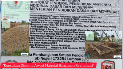 Revitalisasi SDN 173281 Lumbanjulu, Masyarakat Ragukan Material
