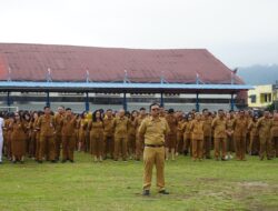 Pimpin Apel Gabungan, Bupati Tapanuli Utara tekankan ASN yang bekerja keras dan bekerja cerdas.